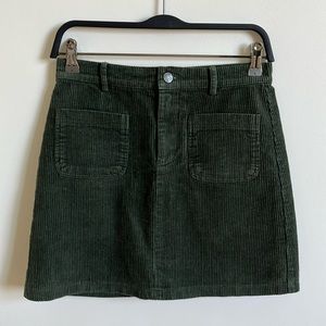-Spao Dark Green Olive Corduroy Mini Skirt Size Small